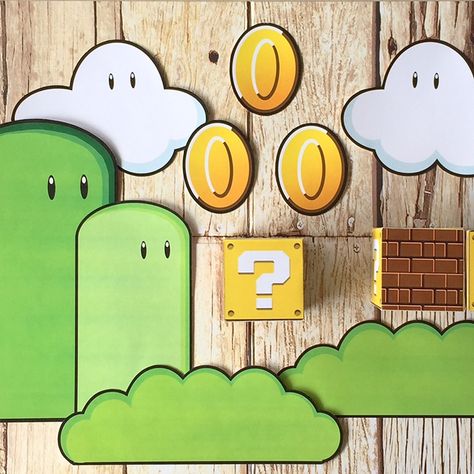 Mario Cricut, Super Mario Party Decorations, Dobby The Elf, Super Mario Brothers Party, Mario Kart Party, Mario Bros Birthday Party Ideas, Super Mario Bros Birthday Party, Super Mario Bros Party, Mario Bros Birthday