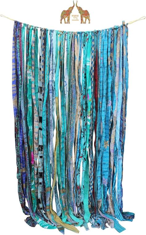 Amazon.com: Mango Gifts Old Silk Sari Multicolor Ribbon Doorway Curtain (Multi) : Home & Kitchen Bohemian Backdrop, Ribbon Curtain, Doorway Curtain, Curtain Room, Drape Panel, Sari Fabric, Silk Sari, Boho Home, Fabric Ribbon