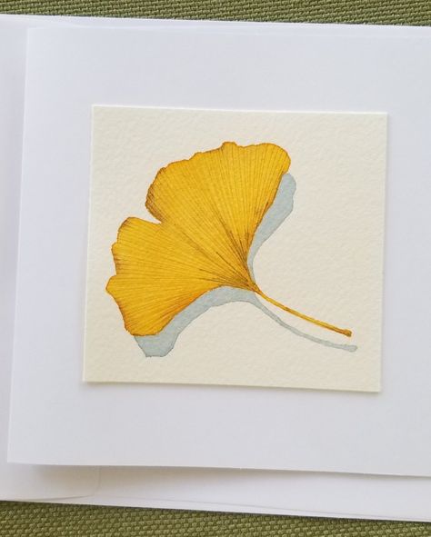 Gingko Leaves Art, How To Draw Ginkgo Leaf, Ginkgo Watercolor, Ginko Leaves, Ginkgo Leaf Art, Ginko Watercolor, Ginko Leaf Tattoo, Gingko Leaf Watercolor, Ginkgo Leaf Cards