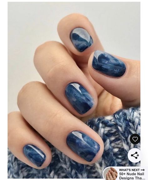 Blue Gel Nails, Mens Nails, Marble Nail Designs, Cute Nails For Fall, Nagel Tips, Blue Nail Art, Simple Gel Nails, Smink Inspiration, Blue Nail Designs