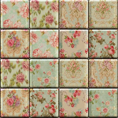 Floral Tile Bathroom, Shabby Chic Flooring, Adhesive Floor Tiles, Old Table, Floral Tiles, Vinyl Rolls, Wall Vinyl, Peel And Stick Tile, Adhesive Tiles