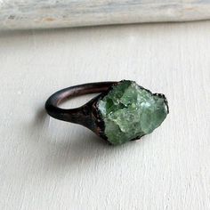 Beryl Ring, Crystal Springs, Wolfram, Copper Rings, Emerald Engagement Ring, Dieselpunk, Coven, Emerald Ring, Ring Ring