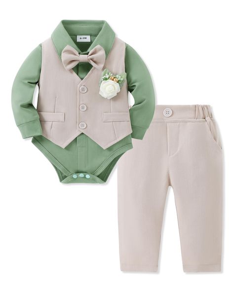 PRICES MAY VARY. Size Range: The baby boy clothes suit for 0-3 months baby boy clothes,baby suits for boys 3-6 months,baby boy suit 6-12 months,baby tuxedo 12-18 months,18-24 months baby boy suits Top Details:This suits for baby boys top offers superior materials, Original Design, easy care.Standing collar design with removable bow tie, with the bow tie can attend a variety of formal occasions, remove the bow tie is a casual style shirt Vest Details:This baby boy suit 5Pcs baby boy formal outfit Baby Suits Boy, 0 3 Months Baby Clothes Boy, Baby Boy Dress Design, Baby Boy Formal Outfit, Baby Boy Fits, Boys Church Outfit, Baby Boy Dress Clothes, Formal Boys Outfit, Baby Boys Outfit