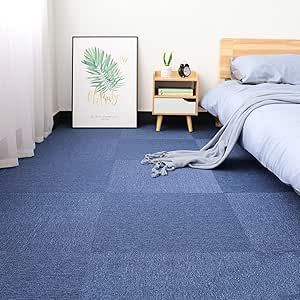 tonchean 20PCS Commercial Carpet Floor Tiles Blue 20 X 20 Inch Heavy Duty Carpet Squares with PVC Backing Carpet Floor Tiles Peel Stick Non Slip Moisture-Proof for Residential Commercial Flooring Peel And Stick Carpet, Home Playroom, Carpet Tiles Design, Maine Decor, Floor Carpet Tiles, Commercial Carpet Tiles, Residential Flooring, Carpet Squares, Office Carpet