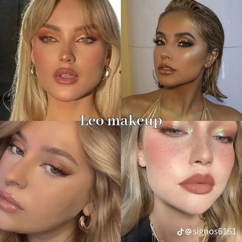 Leo Rising Makeup Looks, Leo Makeup Looks, Leo Rising Aesthetic Makeup, Leo Venus Outfits Aesthetic, Leo Venus Makeup, Leo Makeup Zodiac Signs, Saggitarius Rising Makeup, Gemini Venus Makeup, Sagittarius Rising Aesthetic Outfit