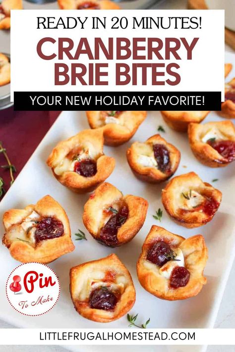 The Holiday Appetizer Everyone Loves! These Cranberry Brie Bites are the perfect holiday appetizer. Made with crescent rolls, brie, and cranberry sauce, they're quick and always a hit! Impress your guests with these Cranberry Brie Bites! Crescent rolls, creamy brie, and tangy cranberry sauce combine for the ultimate holiday appetizer. #HolidayAppetizer #BrieBites #EasyRecipe" Brie Bites Crescent Rolls, Brie And Cranberry Appetizer, Brie And Cranberry, Cranberry Appetizer, Cranberry Brie Bites, Cranberry Brie, Holiday Appetizers Easy, Brie Bites, Holiday Appetizer