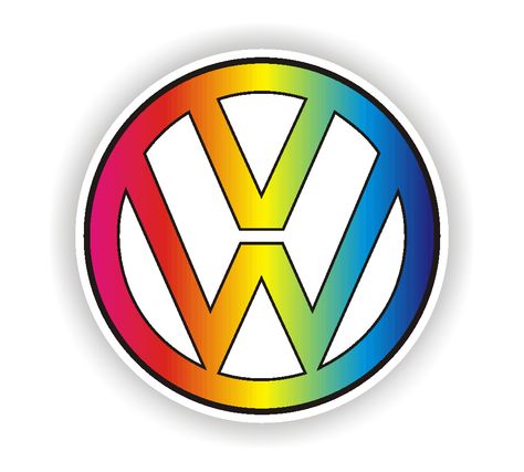 VW Symbol | VW Rainbow Logo Sticker Vw Stickers, Vw Symbol, Vw Emblem, Vw Logo, Vw New Beetle, Volkswagen New Beetle, Rainbow Logo, Vw Art, Stencil Fabric