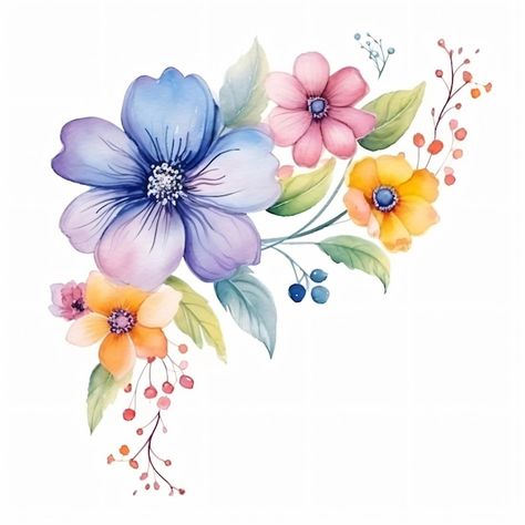 Water Colour Flower Bunch, Digital Flowers Png, Botanical Flower Bunch, Flower Background Aesthetic, Aesthetic Flower Background, Watercolor Flowers Png, Flowers Bunch, Hd Flowers, Flower Png Images