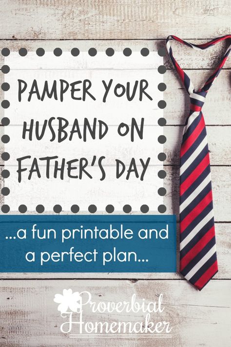 Pamper Your Husband on Father's Day - LOVE this fun printable and a fun way to bless a busy and hard-working dad on his special day! Random Holidays, Dad Presents, Fathers Day Ideas For Husband, Parents Gifts, Make Him Feel Special, Paper Craft For Kids, Father's Day Activities, Diy Gifts For Dad, Gift Making