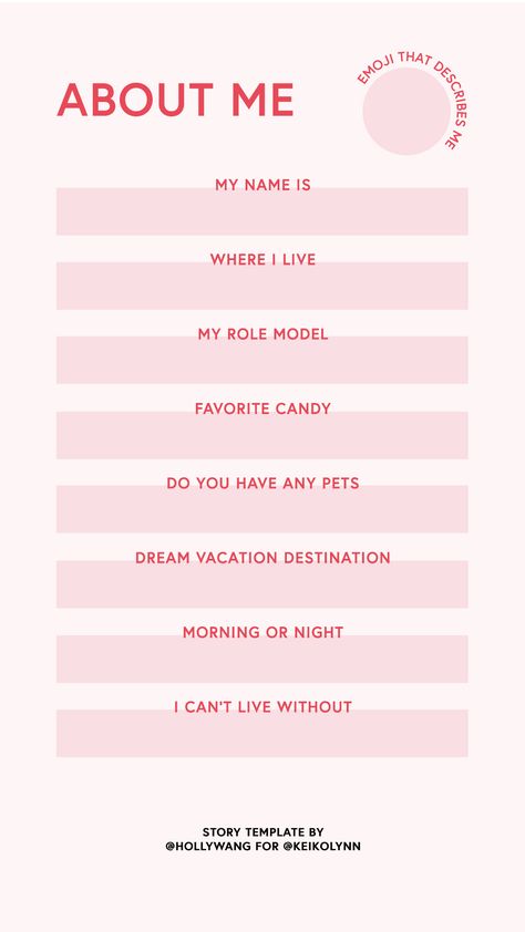 instagram stories template - about me faq for instagram story Struktur Teks, About Me Template, Survey Template, Instagram Story Questions, Instagram Questions, Penanda Buku, Instagram Challenge, Simple Designs To Draw, Story Games