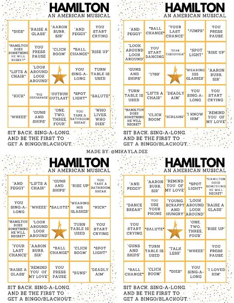 This is the perfect game to play while watching Hamilton on Disney+. Click the link to download the individual boards Hamilton Themed Snacks, Hamilton Party Decorations, Hamilton Party Food Ideas, Hamilton Themed Party, Alexander Hamilton Birthday, Watch Party Food, Hamilton Birthday, Hamilton Party, Musical Party