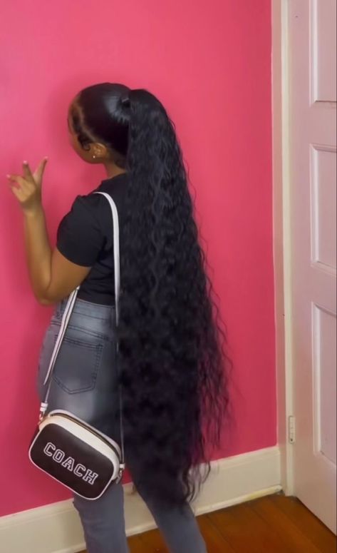 Weave Ponytail Hairstyles For Black Women Updo Pony Tails, Mid Head Ponytail, Ponytail With Added Hair, Slick Puffy Ponytail Weave, 2 Long Ponytails With Weave, Middle Part Low Curly Ponytail, Quick Braiding Hair Hairstyles Black Women, Cute Long Ponytail Hairstyles, Curly Long Ponytail Black Women