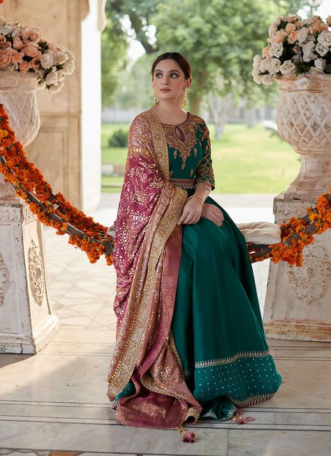 Pakistani Pishwas, Party Wear Outfits, Banarsi Dupatta, Affan Waheed, Raw Silk Dress, Raw Silk Lehenga, Pakistani Wedding Outfits, November Wedding, Designer Anarkali