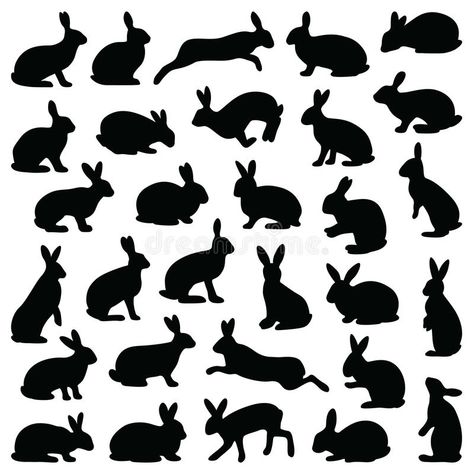 Hare Illustration, Rabbit Silhouette, Scroll Saw Patterns Free, Rabbit Tattoos, Bunny Painting, Vector Silhouette, Silhouette Illustration, Hand Drawn Vector Illustrations, Simple Cartoon