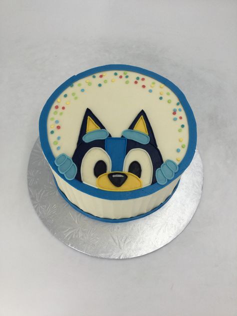 One Tier Bluey Cake, Bluey Birthday Smash Cake, Buttercream Bluey Cake, Bluey Themed Desserts, 6 Year Birthday Cake For Boy, Bingo Bluey Birthday Cake, Bluey Cupcake Cake Ideas, Small Bluey Cake, Bluey Cake Easy