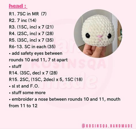 Amigurumi Head Pattern, Bunny Head Pattern, Crochet Bunny Head Free Pattern, Animal Head Crochet Pattern Free, Crochet Bunny Head, Things To Crochet When Bored, Two Headed Crochet Plush, Crochet Sheep Amigurumi, Bunny Head Crochet Pattern