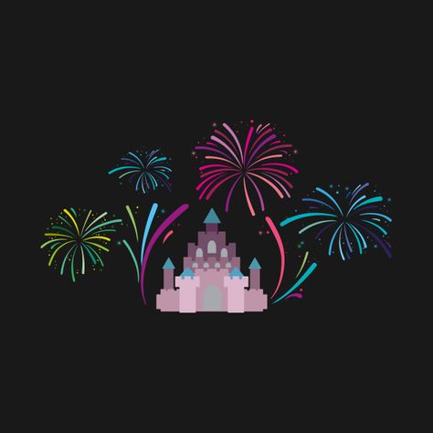 Check out this awesome 'Castle+Fireworks+%28pink%29' design on @TeePublic! Disney Fireworks Aesthetic, Disney Castle Fireworks, Firework Tattoo, How To Draw Fireworks, Firework Colors, Disney Sleeve Tattoos, Firework Painting, Disney Sleeve, Disney Fireworks