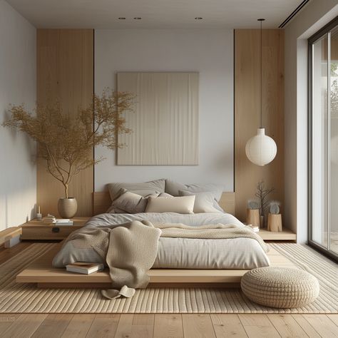 Japandi And Scandinavian Interior, Japanese Minimalist Home, Japandi Bedroom Design, Japandi Bedroom, Three Faces, Japandi Interior Design, Japanese Bedroom, Japandi Home, Japandi Living