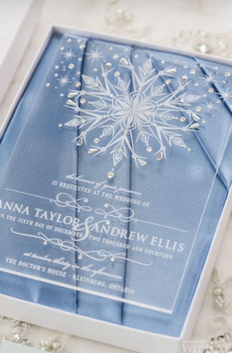 Wedding invitation Frozen Wedding Theme, Winter Wedding Stationery, Winter Wonderland Wedding Theme, Frozen Wedding, Wonderland Wedding Theme, Snowflake Wedding, Wedding Themes Winter, Disney Fairy Tale Weddings, Winter Wedding Invitations