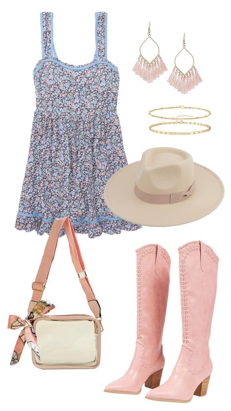 Country Woman Outfits, Day Event Outfit, Pink Cowgirl Boots Outfit, Boots Concert Outfit, Pink Western Outfit, Pink Boots Outfit, Nashville Outfits Summer, Summer Concert Outfit, Vineyard Outfit