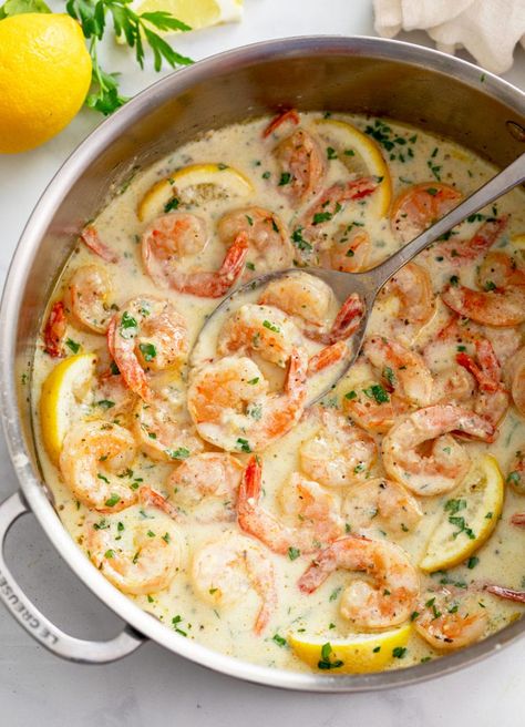 This Creamy Garlic Shrimp is an easy 30 minute meal that you can prepare in a single skillet! Serve this with pasta, rice, crusty bread, and more! Cozy Cook Recipes, Air Fryer Steak Bites, Creamy Garlic Shrimp, Chicken Stir Fry With Noodles, Garlic Parmesan Pasta, The Cozy Cook, Cozy Cook, Air Fryer Steak, Easy Skillet Meals