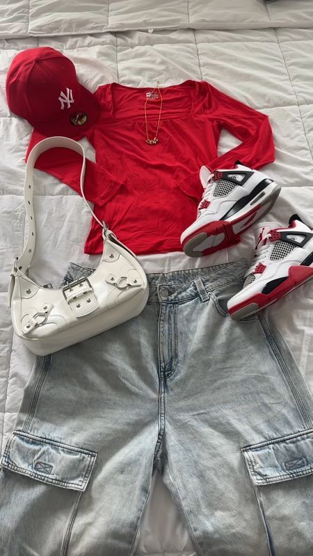 Red Jordan 4s Outfit, Retro 4s Jordans Outfits, Jordan 4 Red Cement Outfit, Red Jordan 3 Outfit, 4s Jordans Outfit, Jordan 3 Outfit, 4s Jordans, Shoe List, Valentine Outfits