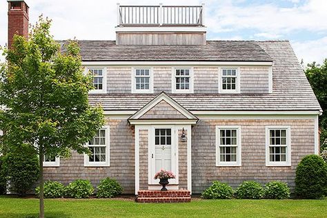 cape cod home Small House Exteriors, Widows Walk, Cape Cod Style House, Cape Cod Style, Shingle Siding, Shore House, Colonial Style Homes, French Style Homes, Mediterranean Style Homes