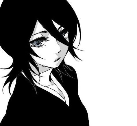 Kuchiki Rukia, An Anime, Black Hair, Bleach, Black And White, Hair, Anime, Blue, White