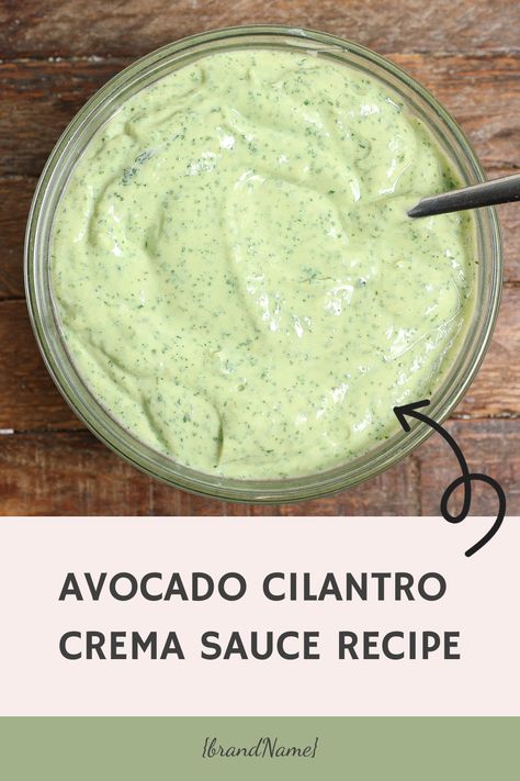 Avocado Cilantro Crema – Creamy avocado, zesty cilantro, and a hint of lime create a versatile sauce perfect for tacos, salads, or as a dip. Avacodo Cilantro Crema, Mexican Ground Beef Casserole, Cilantro Crema, Cilantro Lime Crema, Easy Beef Enchiladas, Steak Fajita Recipe, Mexican Sauce, Avocado Crema, Chicken Taco Recipes