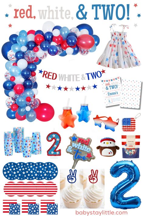 Red, White, and TWO Birthday Inspiration Red White And Blue Birthday Party, Red White And Two Birthday, Red White And Blue Birthday, Red White And Two, Gracie Birthday, Blue Birthday Party, Two Birthday, Blue Birthday Parties, Second Birthday Ideas