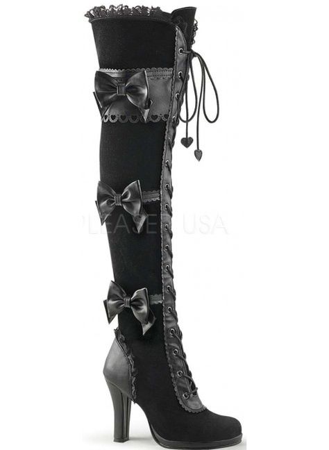 Glam Victorian Lace Gothic Over the Knee Boot Rieker Boots, Steampunk Boots, Goth Stuff, Alternative Shoes, Pleaser Heels, Gothic Boots, Demonia Shoes, Black High Heel Boots, Velvet Boots