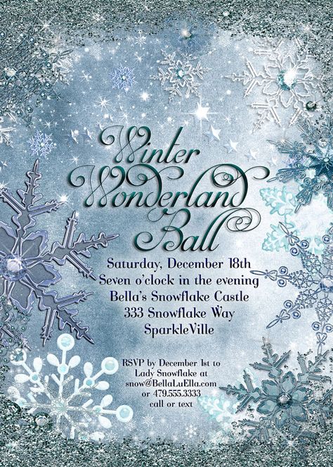 Frozen Winter Wonderland Party Winter Snowflake Invitation Winter Ball Theme Party, Winter Wonderland Gift Table, Winter Ball Invitations, Winter Wonderland Invitations Templates, Winterwonder Land Theme Party, Winter Wonderland Dance, Winter Wonderland Christmas Decorations, Snowball Dance, Winter Wonderland Ball