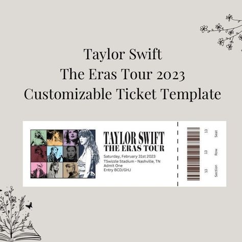 Taylor Swift Tickets Taylor Swift Concert Merch, Taylor Swift Tickets Concerts, Taylor Swift Eras Tour Tickets, Taylor Swift Concert Tickets, Taylor Swift Argentina, Backyard Concert, Eras Tour Ticket, Taylor Swift Themed Party, Taylor Swift Tickets