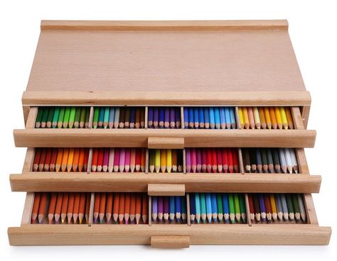 A wooden storage box for coloring-book lovers to keep their colored pencils in. Colored Pencil Storage Ideas, Colored Pencil Organization, Color Pencil Storage, Colored Pencil Storage, Ideal Classroom, Rangement Art, Wooden Pencil Box, Crayons Pastel, Drawer Wood