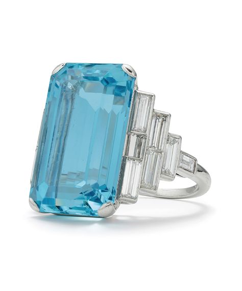 Cartier Aquamarine, Teal Jewelry, Monday December, Diamond Jewel, Aquamarine Jewelry, Step Cut, 1930s Fashion, December 7, Art Deco Period