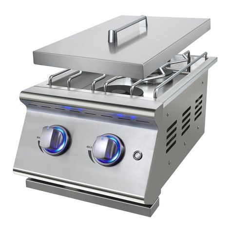 PRICES MAY VARY. 【Quick Heat-up with Strong Flame】 2x15,000 BTU burner stove provides superior heat output, able to boil large pots of water in a hurry. Cast Iron gas burner mounted deep enough, the flame will not blow up even on the wind day. 【Premium 304 Stainless Steel】 This double side burner comes with food grade material, anti-corrosion and durable, for long-lasting use in outdoor kitchen; The burner is well constructed, skilled craftsmanship and well packaged. 【Liquid Propane& Natural Gas Stainless Steel Gas Stove, Outdoor Grill Accessories, Grilling Sides, Bbq Island, Outdoor Kitchen Island, Outdoor Grills, Backyard Kitchen, Burner Stove, Bbq Grills