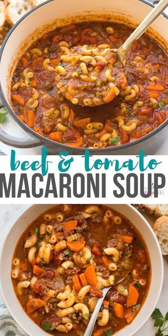 Tomatoe Macaroni Soup, Soup Recipes Ground Beef, Pasta Tomato Soup, Tomato Macaroni Soup Recipe, Hamburger Macaroni Soup, Tomato Macaroni Soup, Tomato Macaroni, Macaroni Soup Recipes, Soup Recipes Easy