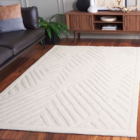 SAFAVIEH Hand-Tufted Pine Elsi Modern & Contemporary Wool Rug - Bed Bath & Beyond - 40183007 Neutral Geometric Area Rugs, Geometric Neutral Rug, Cream Geometric Rug, Geometric Rug Neutral Warm Tone, Geometric Rug Neutral Warm Tone 8 X 10, Ivory Rug Living Room Bed Bath & Beyond, Rug Collection, Geometric Rug, Rug Store