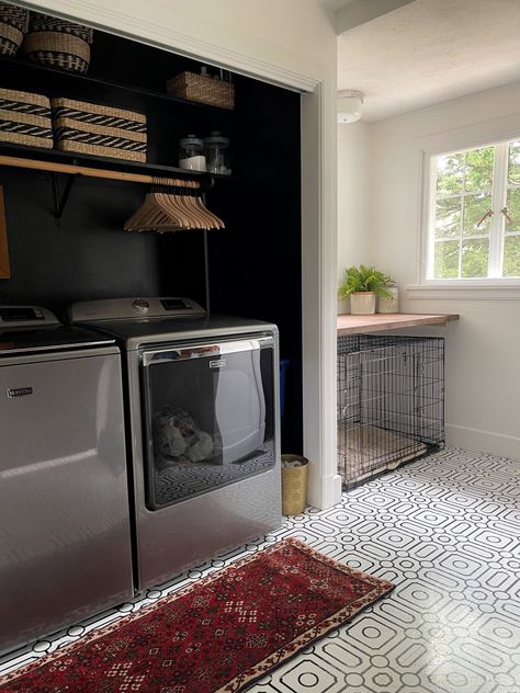 Black And White Laundry Room, Black And White Laundry, White Laundry Room, Laundry Room Update, White Laundry Rooms, White Laundry, Laundry Room Closet, Laundry Room Renovation, Laundry Room Inspiration