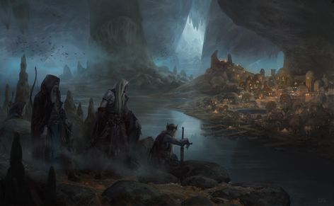 Out Of The Abyss, Fantasy Locations, Fantasy Scenery, Dark Elves, Scenic Pictures, Darkest Dungeon, Me And My Friends, Underground Cities, My Fantasy World