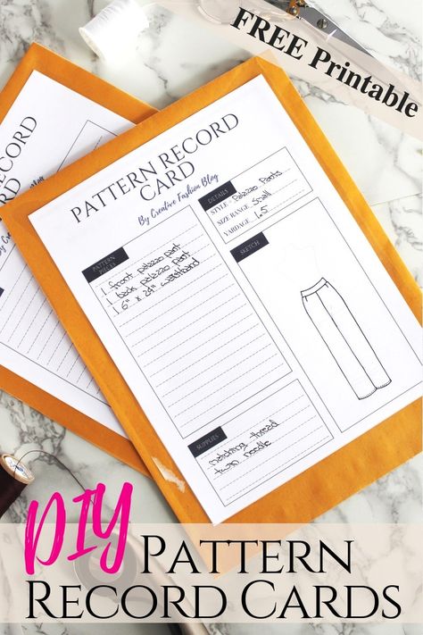 Organize Patterns Sewing, Diy Sewing Organization, Pattern Organization Sewing, Sewing Pattern Organization Ideas, Organize Sewing Patterns, Sewing Journal Printable Free, Sewing Planner Printable Free, How To Store Sewing Patterns, Sewing Pattern Organization