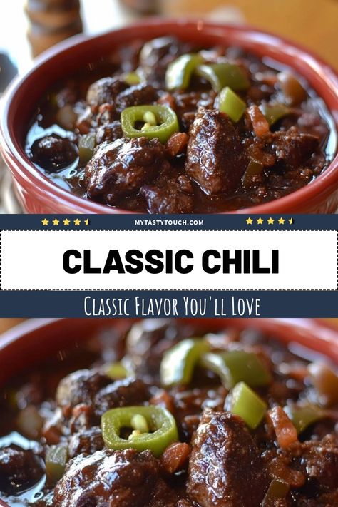 I love this classic chili for its rich flavor and hearty texture! Perfect for cozy nights or gatherings. With tender chunks of meat, beans, and a hint of spice, it’s a dish that warms the soul. Try it with your favorite toppings for an extra kick! Texas Red Chili Recipes, Worlds Best Chili, Championship Chili Recipe, Chuck Roast Chili, Texas Red Chili, Red Chili Recipes, Gourmet Chili, Classic Chili Recipe, Meat Chili