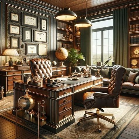 Executive Office Design Interior, Lawyer Office Design, Law Office Design, Executive Office Design, Law Office Decor, Executive Home Office, Vintage Home Office, Traditional Office, Home Library Design