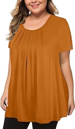 MANER Women's Plus Size Tops Short Sleeve Flowy Shirts Casual Blouses Tunic Tops L-4XL Classy Plus Size Outfits, Flowy Shirts, Easy Dress Sewing Patterns, Gym Outdoor, Casual Blouses, Plus Size Suits, Tops Short Sleeve, Dress Sewing Patterns, Flowy Tops