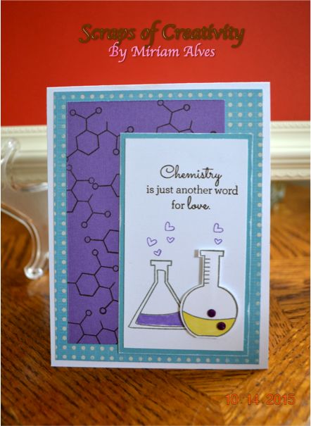 Card with CTMH Wanderful paper packet and "Positive Chemistry" stamp set Chemistry Note Book Cover Ideas, Chemistry Project File Ideas, Chemistry Project Design Ideas, Chemistry File Decoration, Science Card Ideas, Science First Page Decoration, Chemistry Project File Cover Ideas, Chemistry File Cover, Chemistry File Cover Decoration