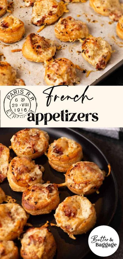 Croque Monsieur Puff Pastry, Jewish Appetizers Easy, France Appetizers, French Hors D’oeuvres, French Cuisine Appetizers, French Party Food, French Starters, Mini Appetizers For Party, French Food Party