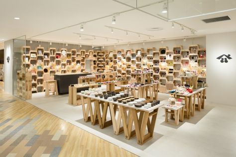 “Tohoku Standard” souvenir shop by Keiji Ashizawa Design and Delinium Arquitectes, Japan » Retail Design Blog Keiji Ashizawa, Furniture Logo, Shop House Ideas, نظارات شمسية, Interior Display, Shop Window Design, Display Furniture, Shop Front Design, Souvenir Shop