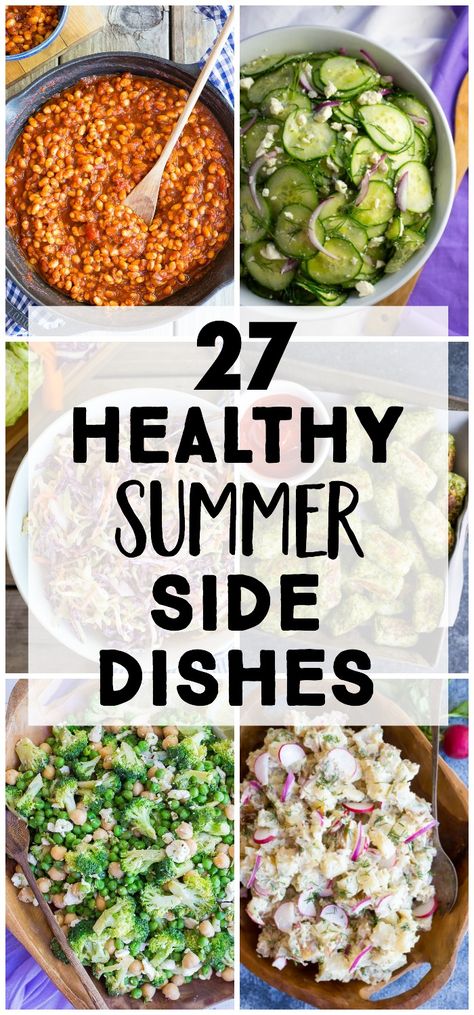 I've rounded up 27 Healthy Summer Side Dishes for you! They're all really easy to make and great for bringing to summer parties, BBQs and potlucks! All side dish recipes are vegetarian. There's something for everyone here and there are tons of gluten free and vegan options! #summer #sidedish #vegetarian #healthy Bbq Side Dishes Healthy, Healthy Summer Side Dishes, Healthy Side Dish Recipes, Wfpb Vegan, Picnic Side Dishes, Easy Summer Side Dishes, Cookout Side Dishes, Bbq Side Dishes, Bbq Side