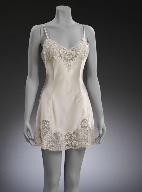 Slip | Reger, Janet | V&A Explore The Collections 1960s Lingerie, Angela Carter, 1990s Fashion, Vintage Slips, Half Slip, Mini Slip, Lace Slip Dress, Ivory Silk, Silk Slip Dress