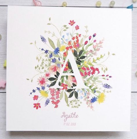 Floral Letters Drawing, Watercolor Initials, Watercolor Name Art, Watercolor Name, Watercolor Negative Painting, Gouache Tutorial, Floral Monogram Letter, Group Art Projects, Name Paintings